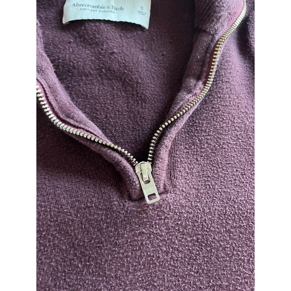 Abercrombie Fitch  Soft A&F  Sweater Cotton Cashmere Purple Polo Collar S - Picture 6 of 8